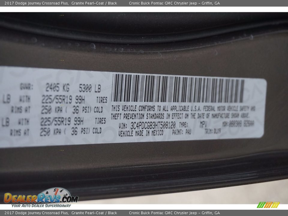 2017 Dodge Journey Crossroad Plus Granite Pearl-Coat / Black Photo #17