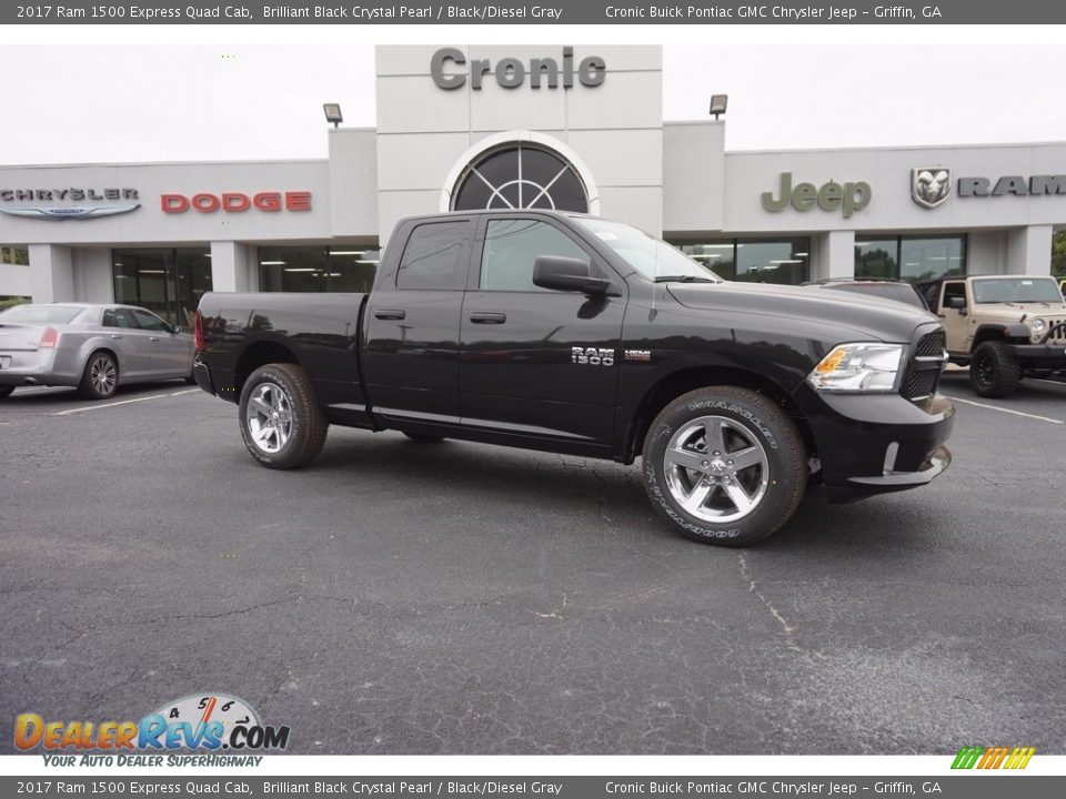 2017 Ram 1500 Express Quad Cab Brilliant Black Crystal Pearl / Black/Diesel Gray Photo #1