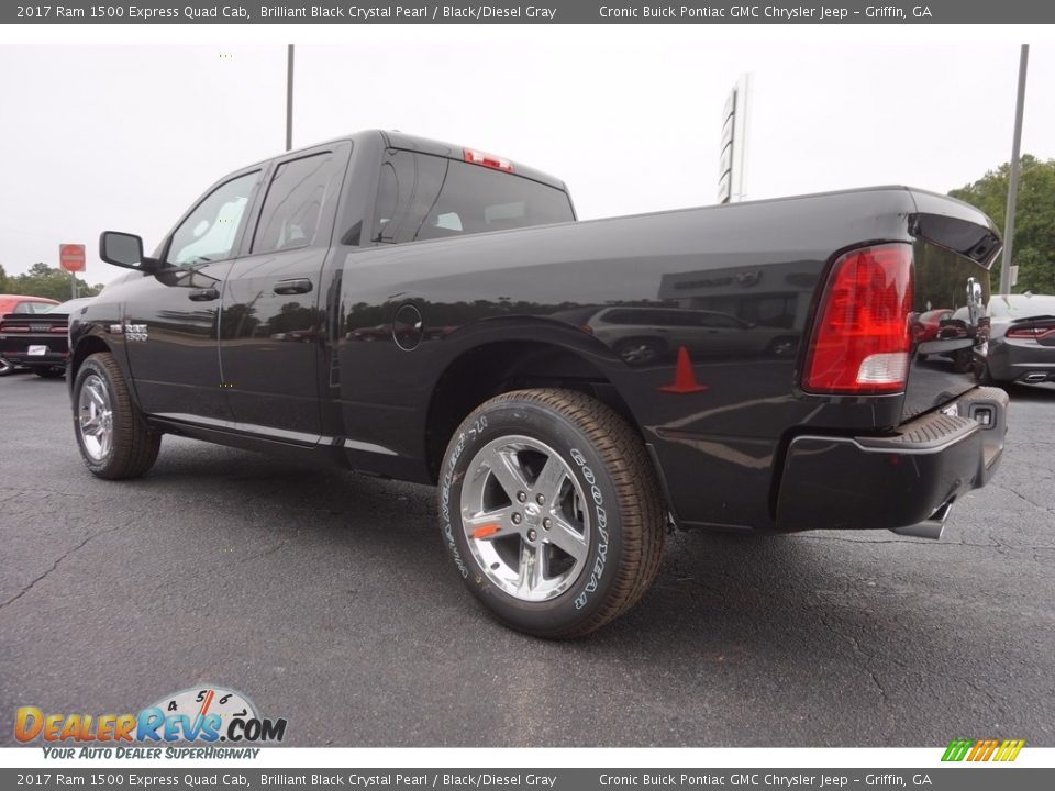 2017 Ram 1500 Express Quad Cab Brilliant Black Crystal Pearl / Black/Diesel Gray Photo #5