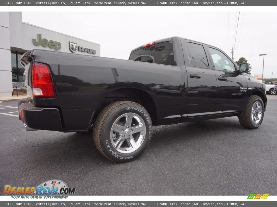 2017 Ram 1500 Express Quad Cab Brilliant Black Crystal Pearl / Black/Diesel Gray Photo #7