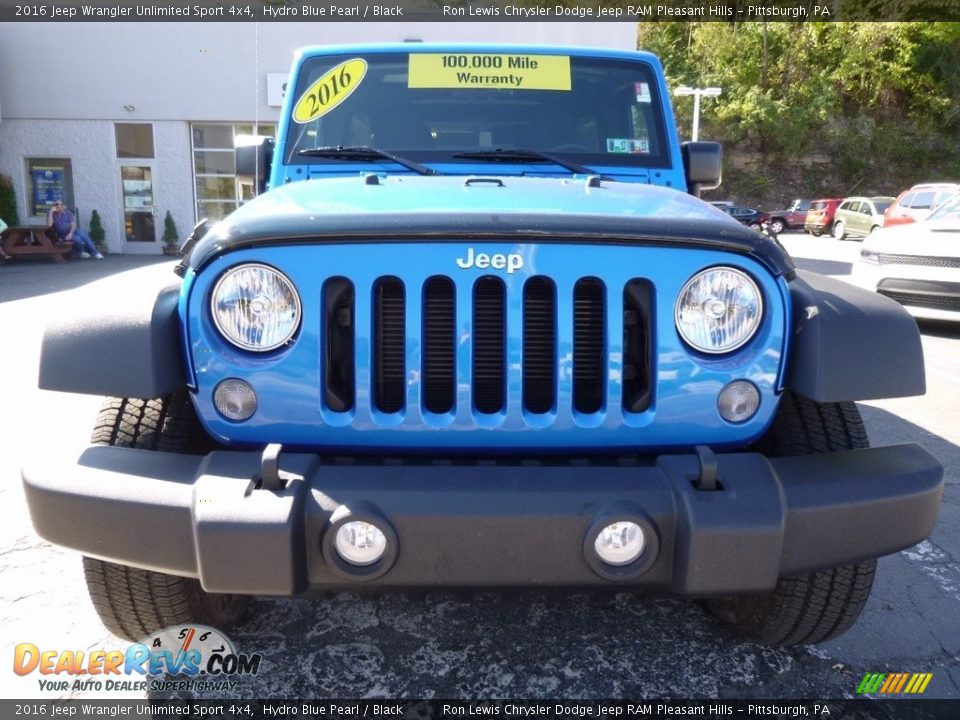 2016 Jeep Wrangler Unlimited Sport 4x4 Hydro Blue Pearl / Black Photo #8