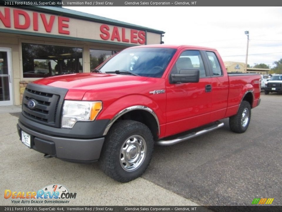 2011 Ford F150 XL SuperCab 4x4 Vermillion Red / Steel Gray Photo #1