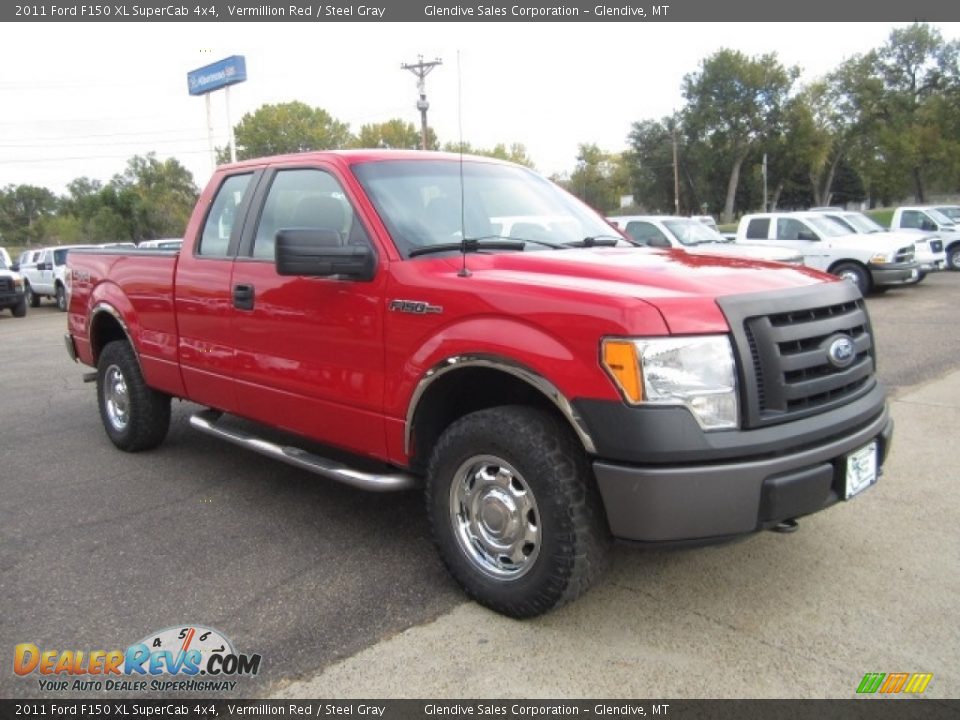 2011 Ford F150 XL SuperCab 4x4 Vermillion Red / Steel Gray Photo #2