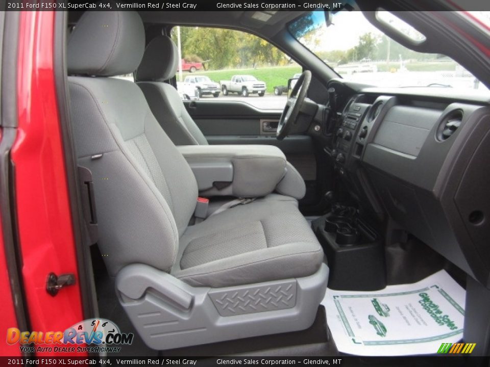 2011 Ford F150 XL SuperCab 4x4 Vermillion Red / Steel Gray Photo #17