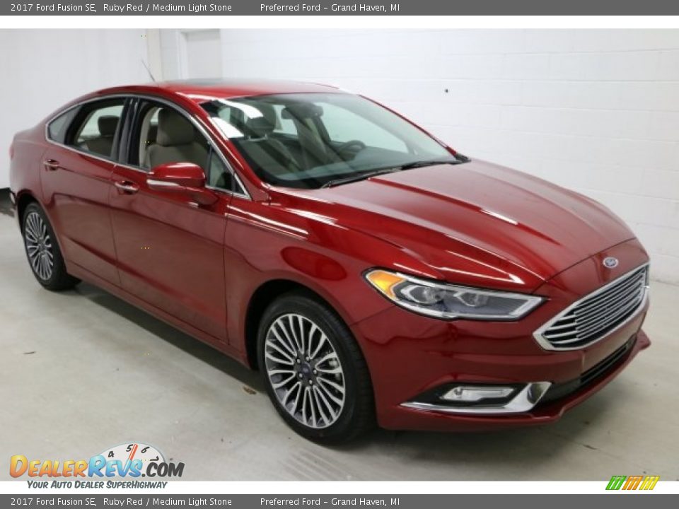 2017 Ford Fusion SE Ruby Red / Medium Light Stone Photo #8