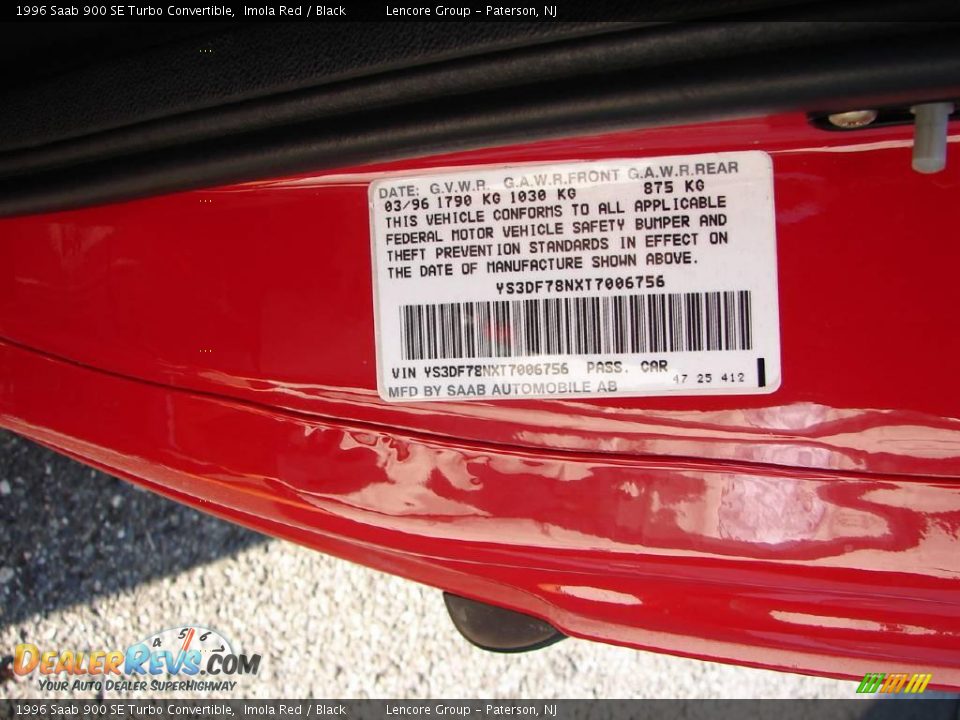 1996 Saab 900 SE Turbo Convertible Imola Red / Black Photo #24