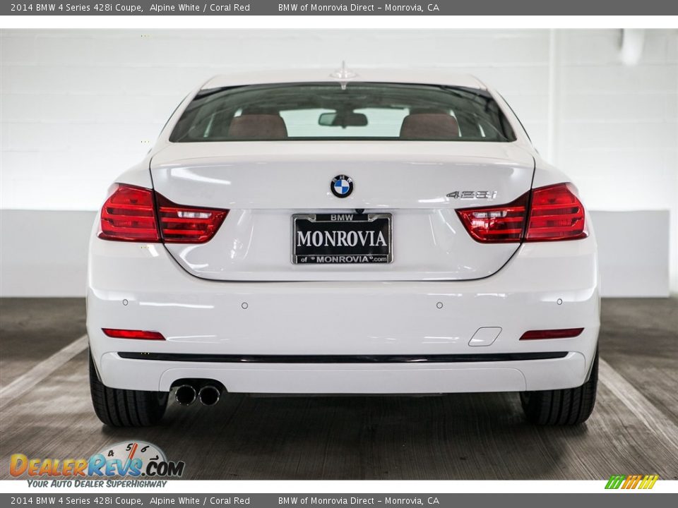 2014 BMW 4 Series 428i Coupe Alpine White / Coral Red Photo #3