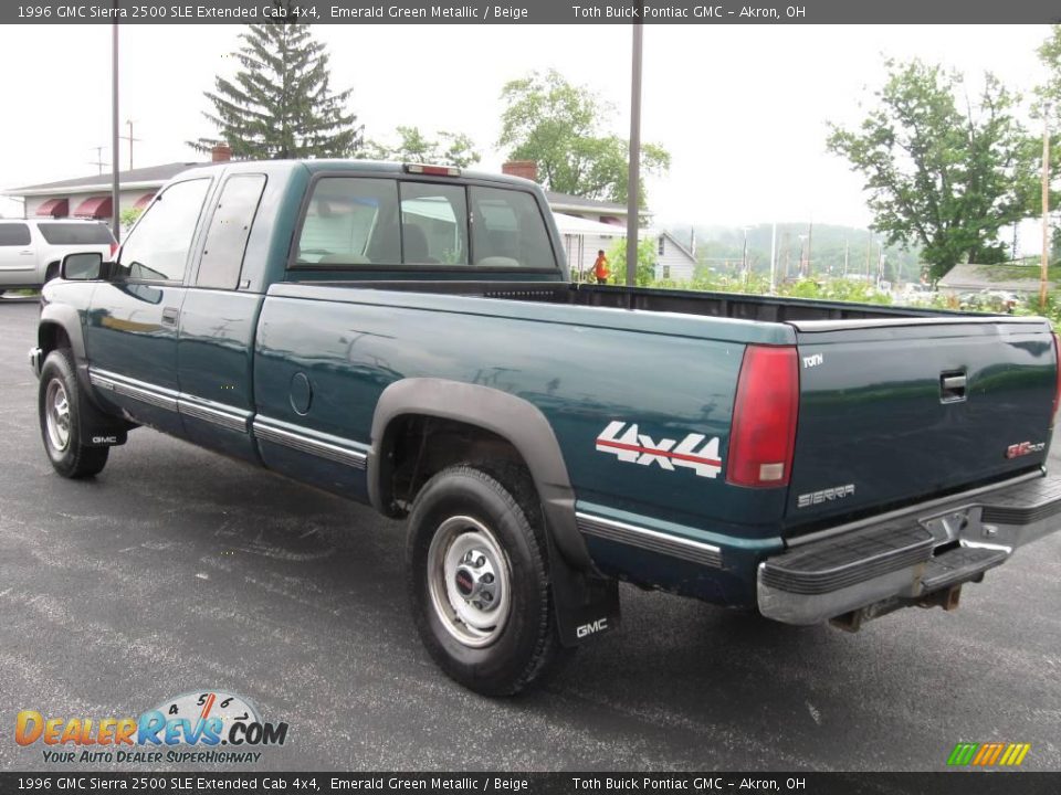 1996 GMC Sierra 2500 SLE Extended Cab 4x4 Emerald Green Metallic / Beige Photo #3