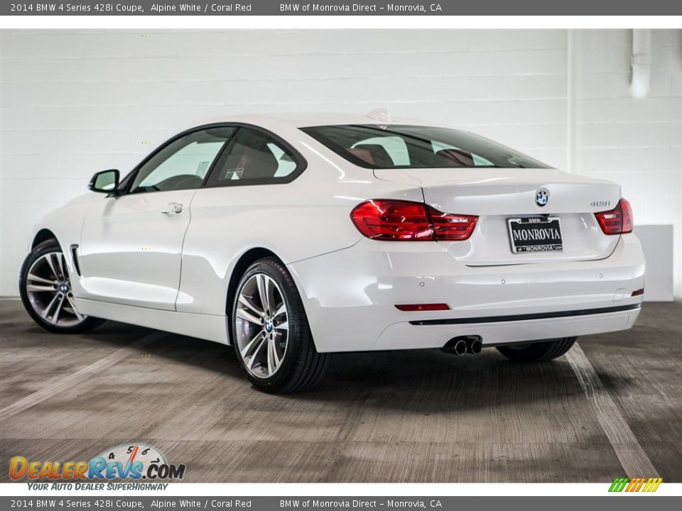 2014 BMW 4 Series 428i Coupe Alpine White / Coral Red Photo #10