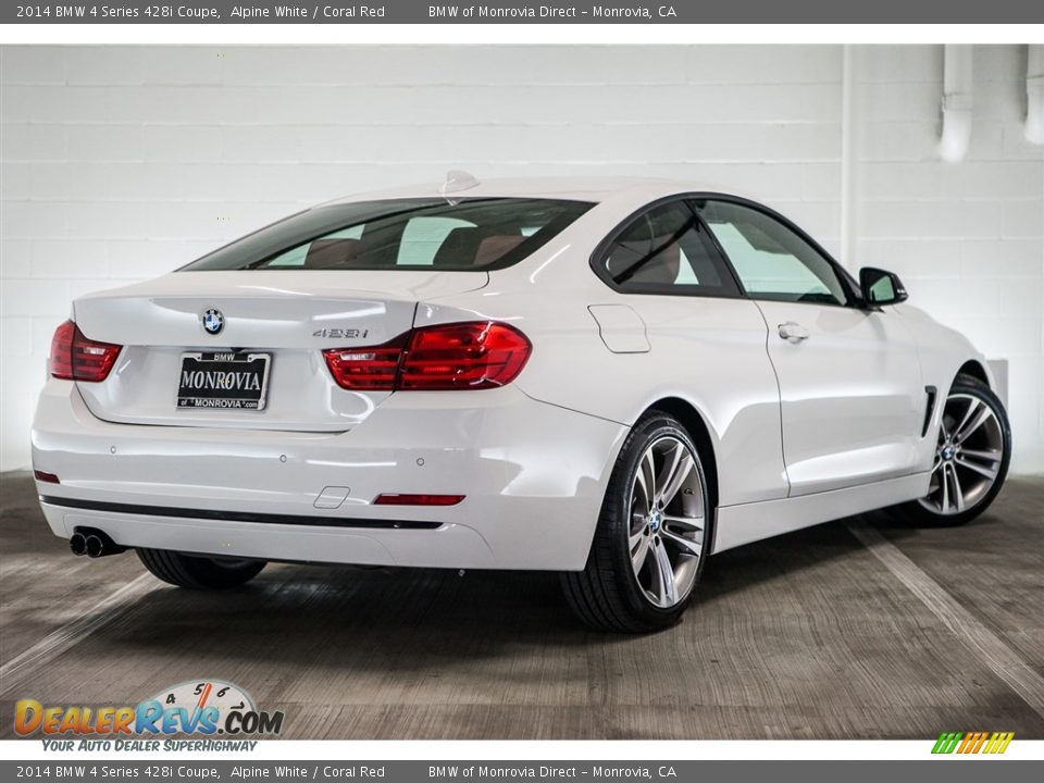 2014 BMW 4 Series 428i Coupe Alpine White / Coral Red Photo #15