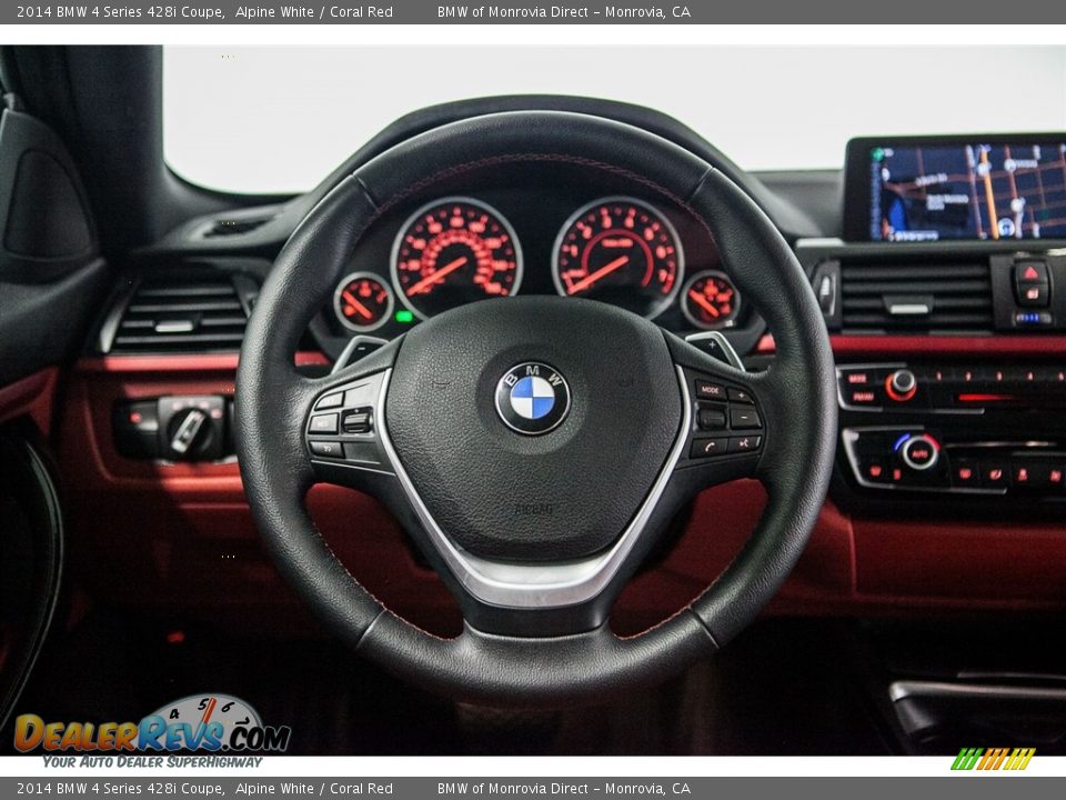 2014 BMW 4 Series 428i Coupe Alpine White / Coral Red Photo #16