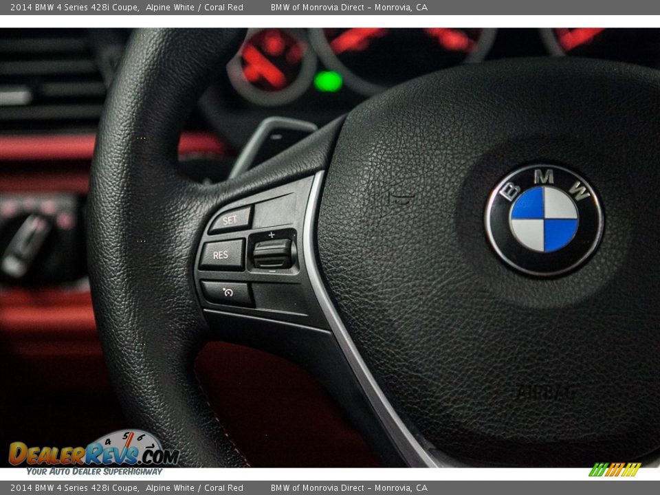 2014 BMW 4 Series 428i Coupe Alpine White / Coral Red Photo #17