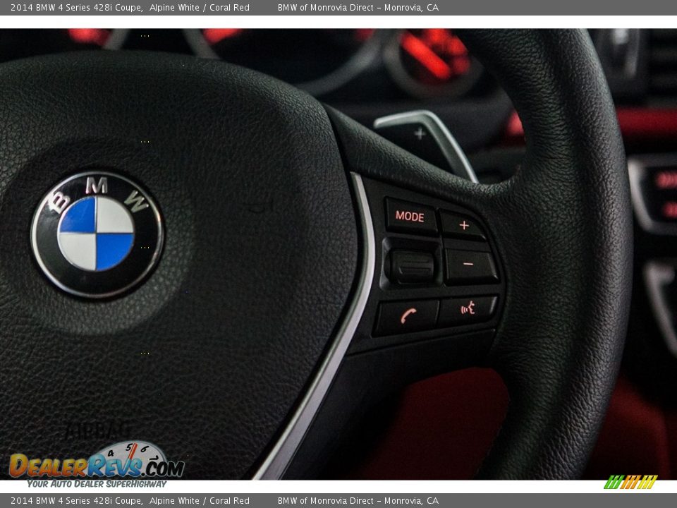 2014 BMW 4 Series 428i Coupe Alpine White / Coral Red Photo #18