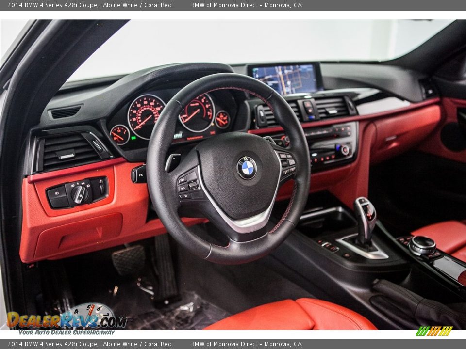 2014 BMW 4 Series 428i Coupe Alpine White / Coral Red Photo #19