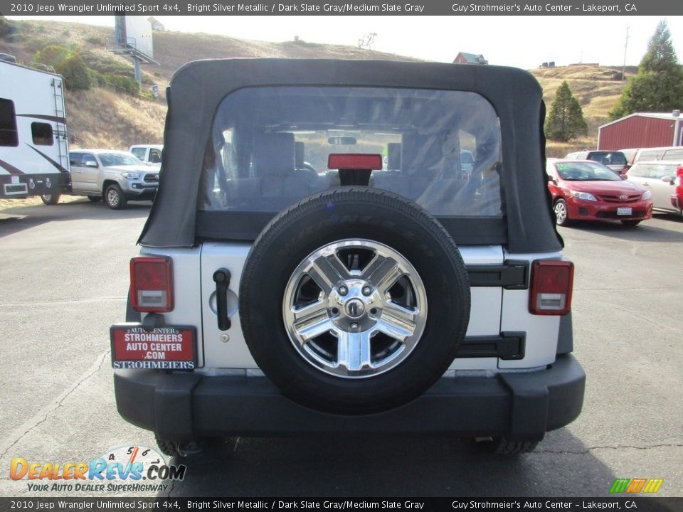 2010 Jeep Wrangler Unlimited Sport 4x4 Bright Silver Metallic / Dark Slate Gray/Medium Slate Gray Photo #6