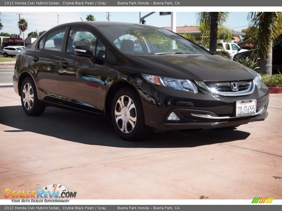 2013 Honda Civic Hybrid Sedan Crystal Black Pearl / Gray Photo #1