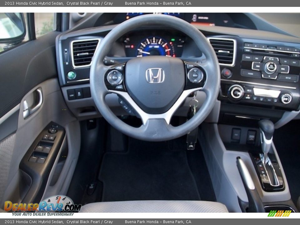 2013 Honda Civic Hybrid Sedan Crystal Black Pearl / Gray Photo #5