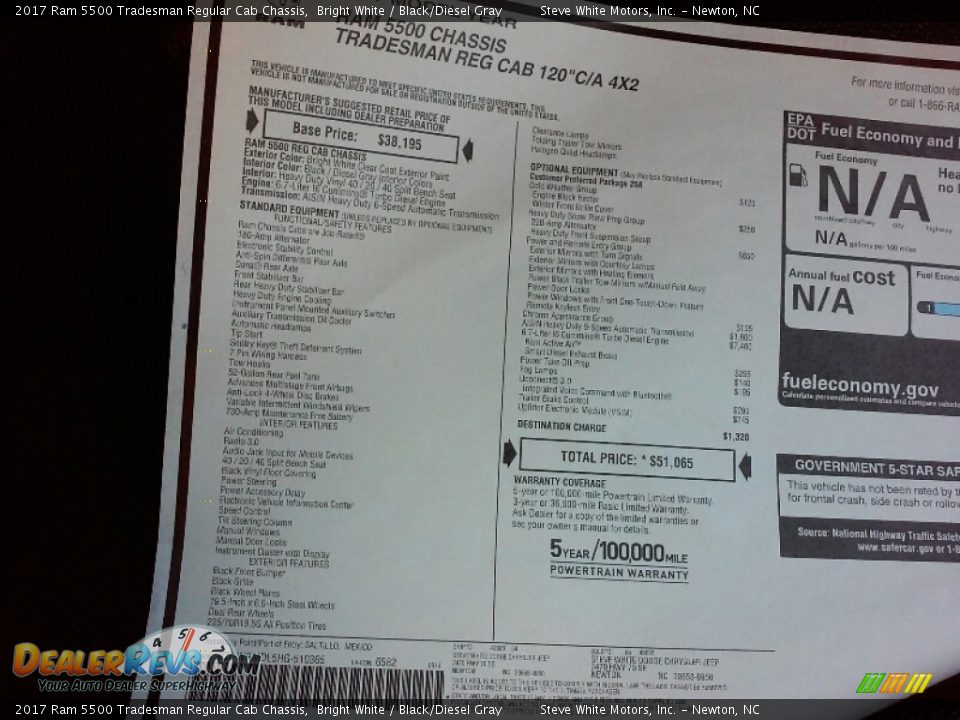 2017 Ram 5500 Tradesman Regular Cab Chassis Bright White / Black/Diesel Gray Photo #21