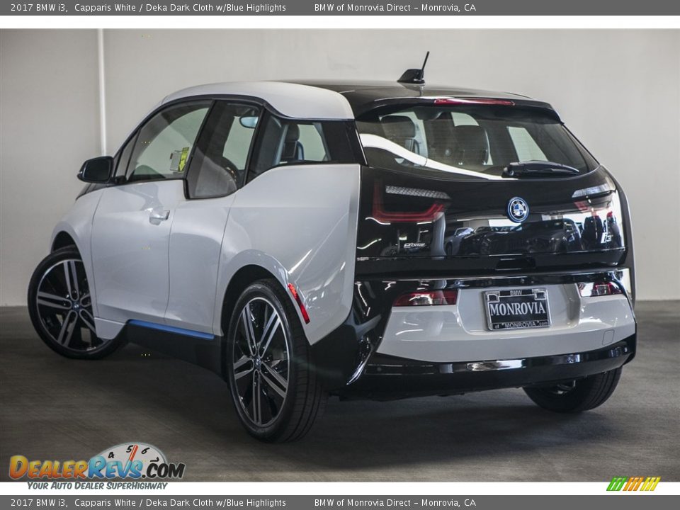 2017 BMW i3 Capparis White / Deka Dark Cloth w/Blue Highlights Photo #3