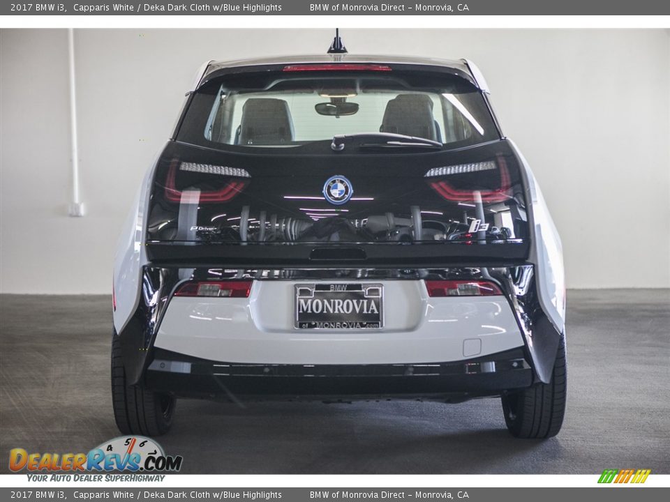 2017 BMW i3 Capparis White / Deka Dark Cloth w/Blue Highlights Photo #4