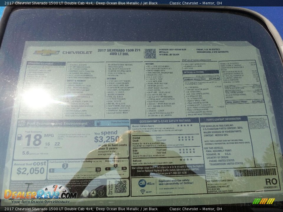 2017 Chevrolet Silverado 1500 LT Double Cab 4x4 Deep Ocean Blue Metallic / Jet Black Photo #6