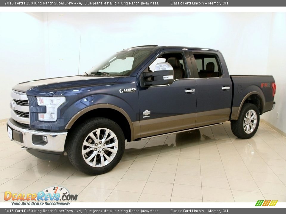 2015 Ford F150 King Ranch SuperCrew 4x4 Blue Jeans Metallic / King Ranch Java/Mesa Photo #3