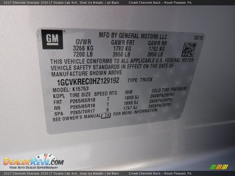 2017 Chevrolet Silverado 1500 LT Double Cab 4x4 Silver Ice Metallic / Jet Black Photo #20