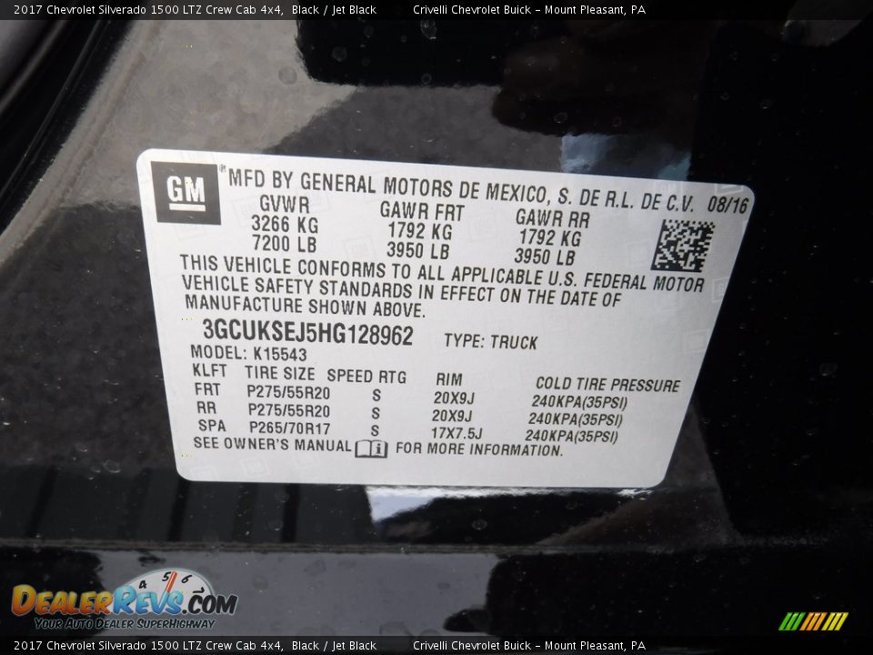 2017 Chevrolet Silverado 1500 LTZ Crew Cab 4x4 Black / Jet Black Photo #28