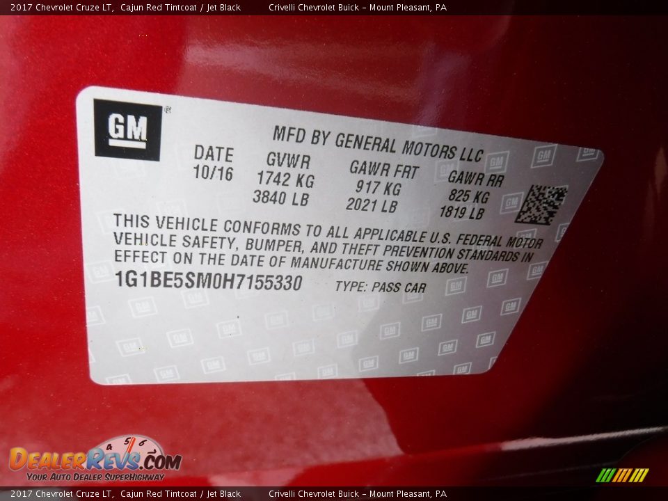 2017 Chevrolet Cruze LT Cajun Red Tintcoat / Jet Black Photo #20