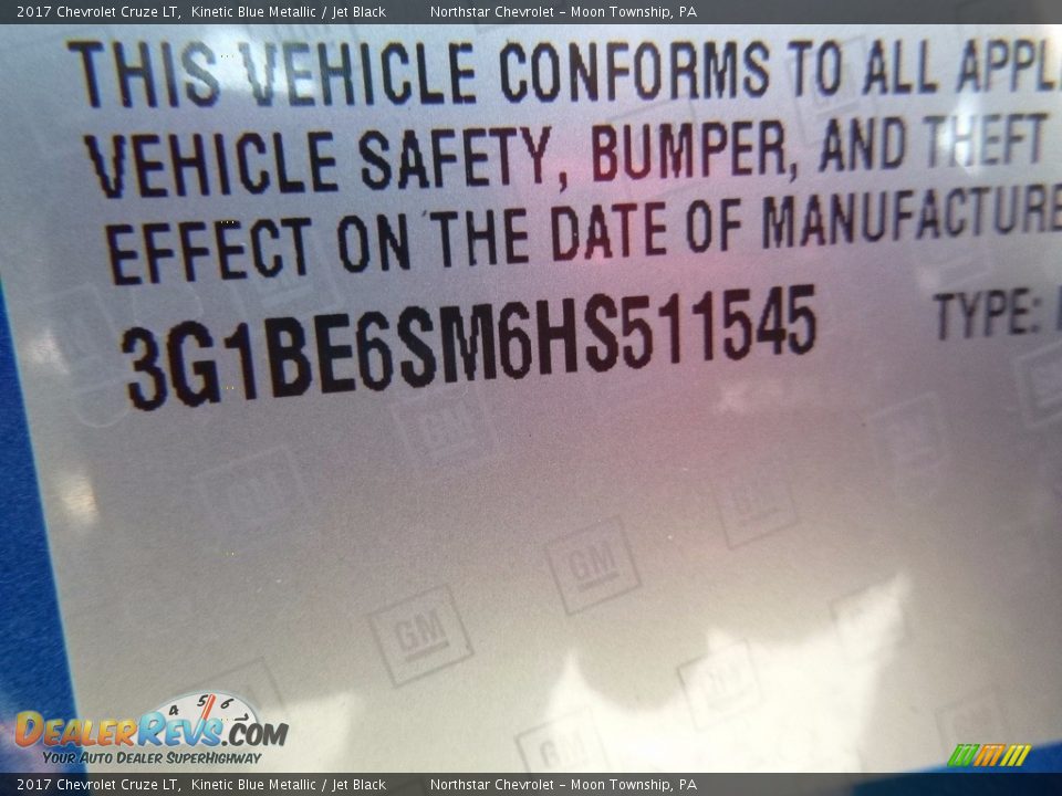2017 Chevrolet Cruze LT Kinetic Blue Metallic / Jet Black Photo #15
