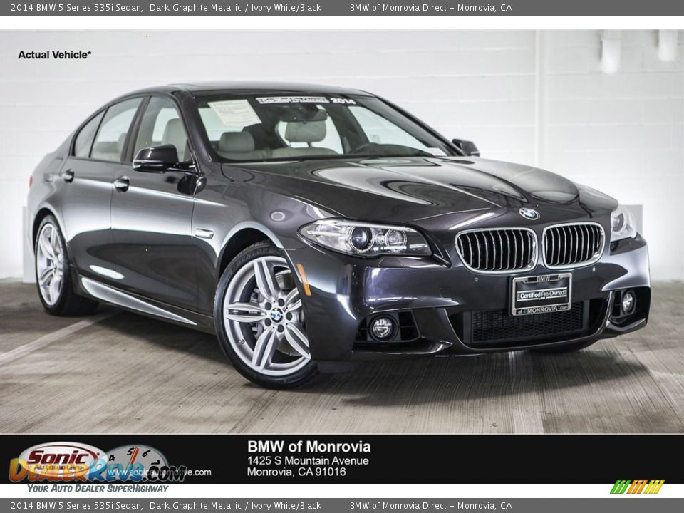 2014 BMW 5 Series 535i Sedan Dark Graphite Metallic / Ivory White/Black Photo #1