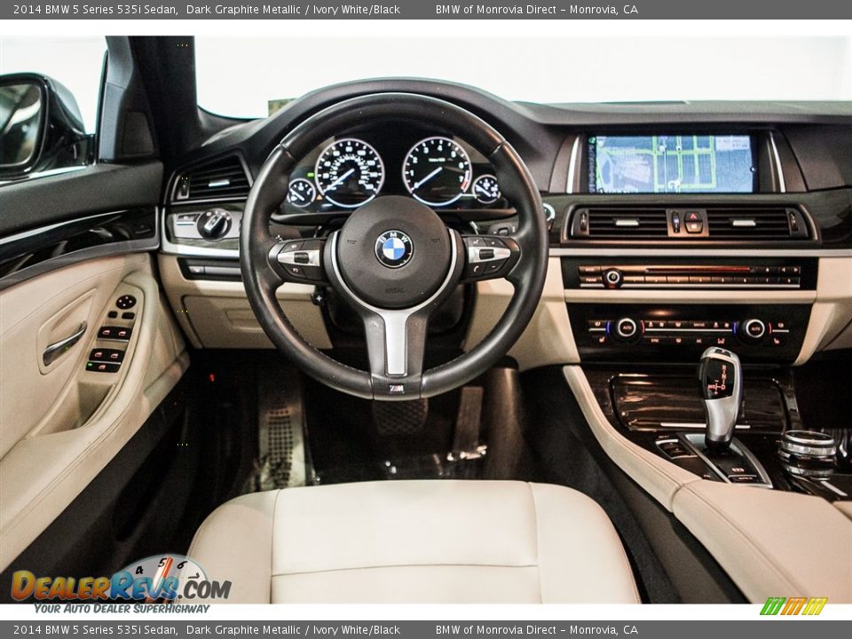 2014 BMW 5 Series 535i Sedan Dark Graphite Metallic / Ivory White/Black Photo #4