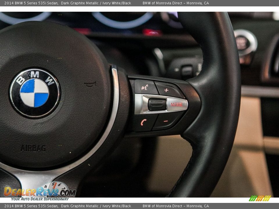 2014 BMW 5 Series 535i Sedan Dark Graphite Metallic / Ivory White/Black Photo #18