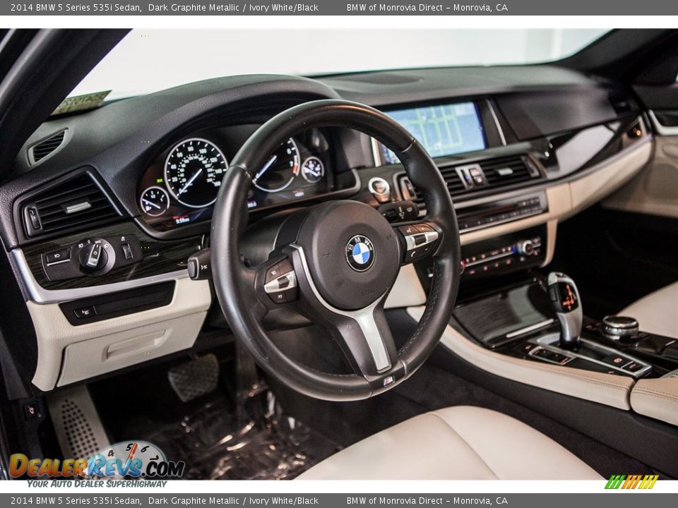 2014 BMW 5 Series 535i Sedan Dark Graphite Metallic / Ivory White/Black Photo #19