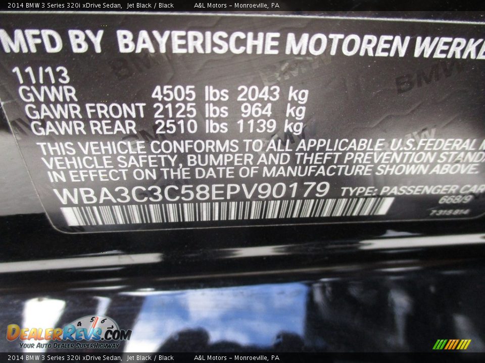 2014 BMW 3 Series 320i xDrive Sedan Jet Black / Black Photo #19