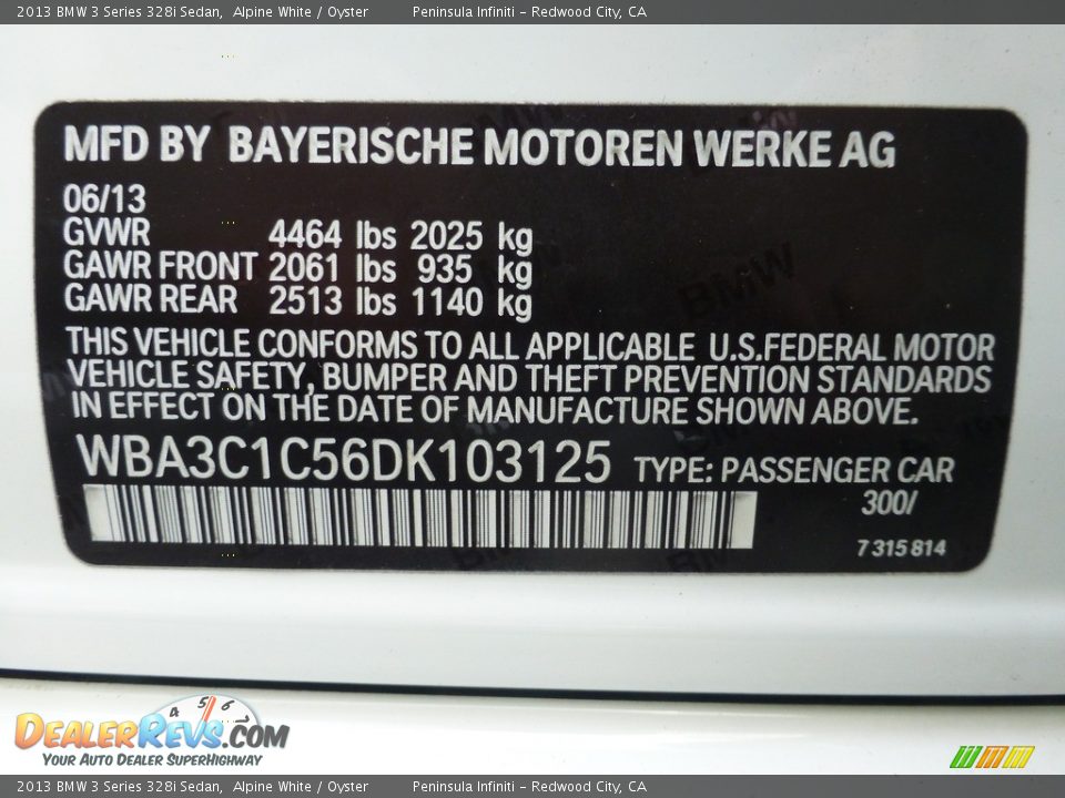 2013 BMW 3 Series 328i Sedan Alpine White / Oyster Photo #17