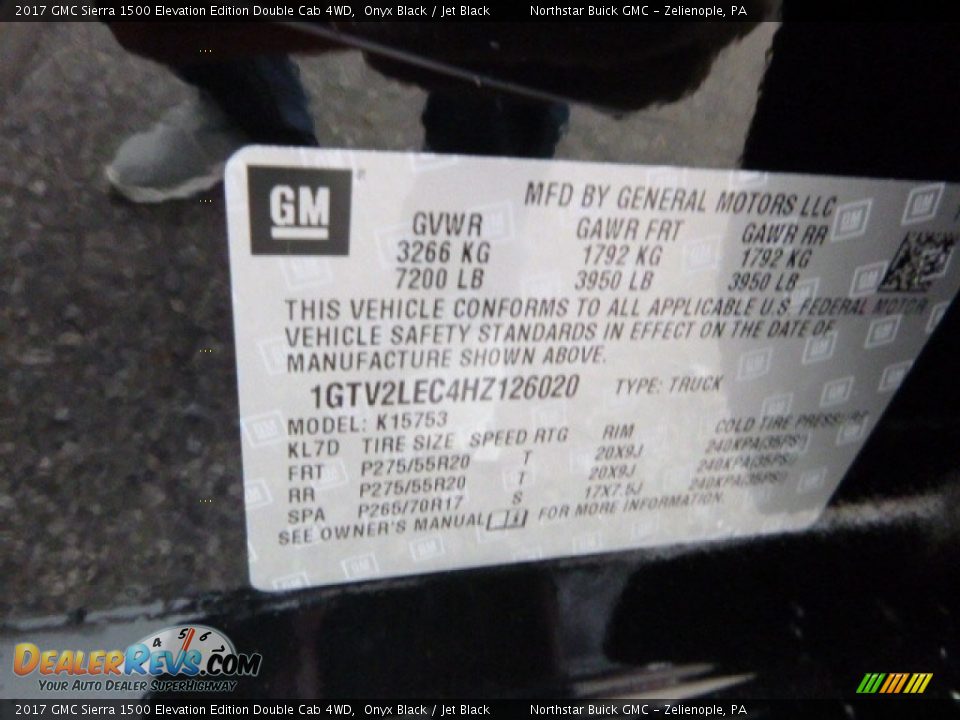 2017 GMC Sierra 1500 Elevation Edition Double Cab 4WD Onyx Black / Jet Black Photo #14