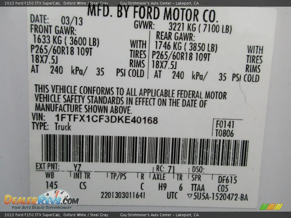 2013 Ford F150 STX SuperCab Oxford White / Steel Gray Photo #27