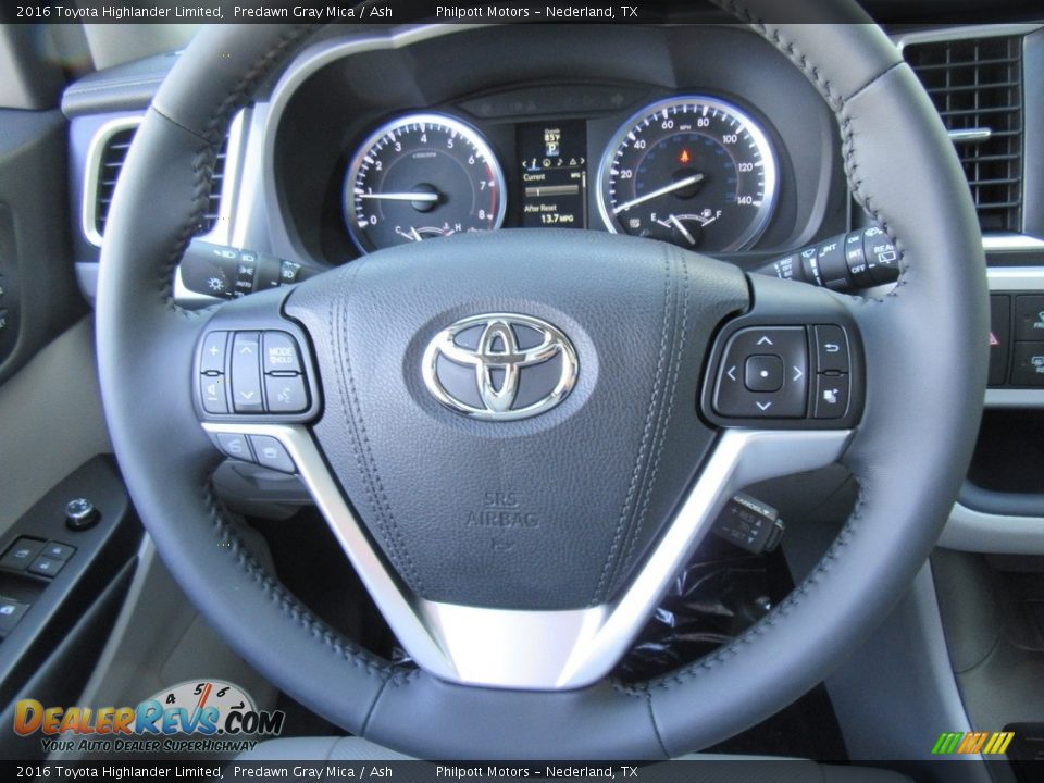 2016 Toyota Highlander Limited Predawn Gray Mica / Ash Photo #33