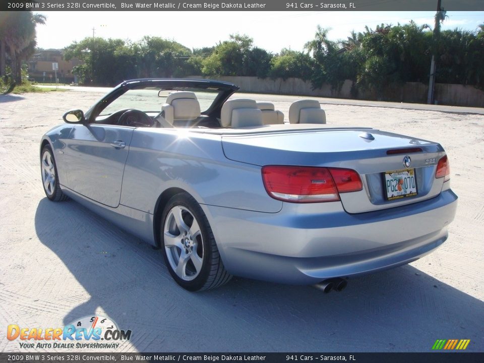 2009 BMW 3 Series 328i Convertible Blue Water Metallic / Cream Beige Dakota Leather Photo #5