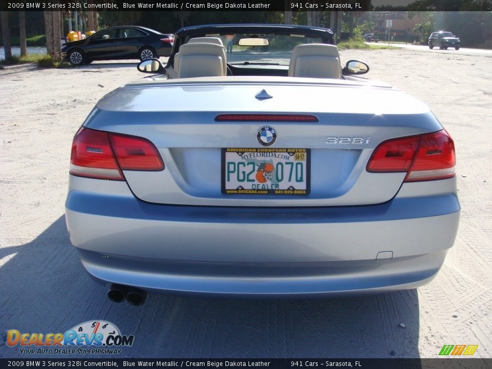 2009 BMW 3 Series 328i Convertible Blue Water Metallic / Cream Beige Dakota Leather Photo #6