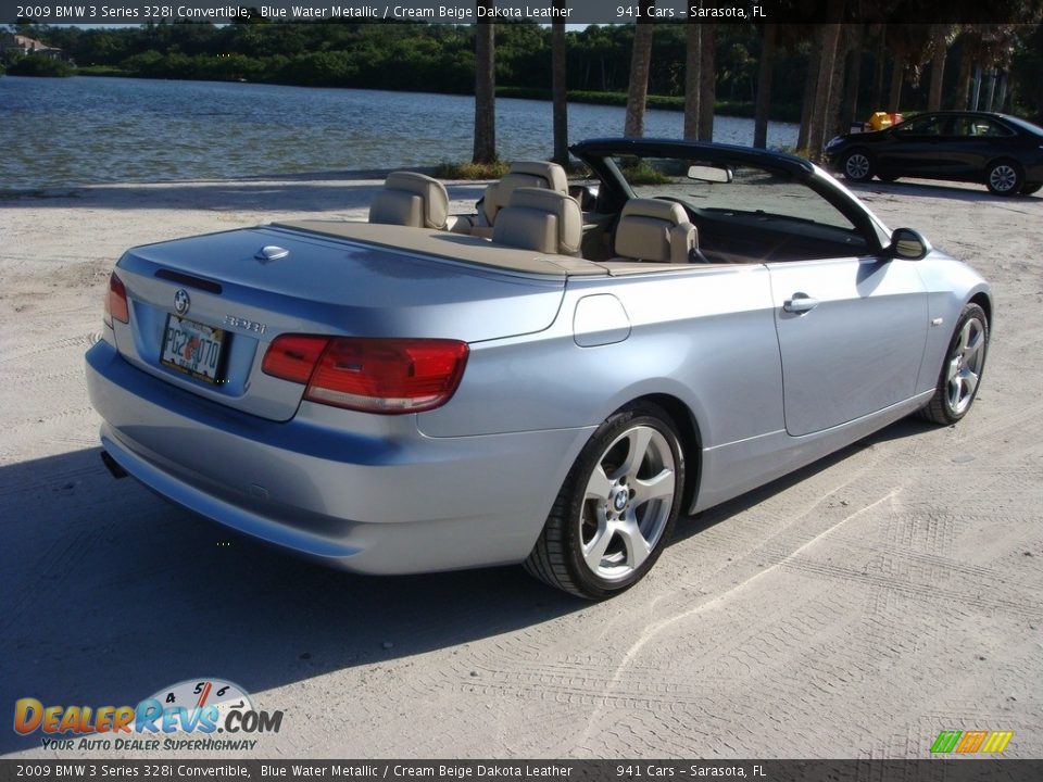2009 BMW 3 Series 328i Convertible Blue Water Metallic / Cream Beige Dakota Leather Photo #7