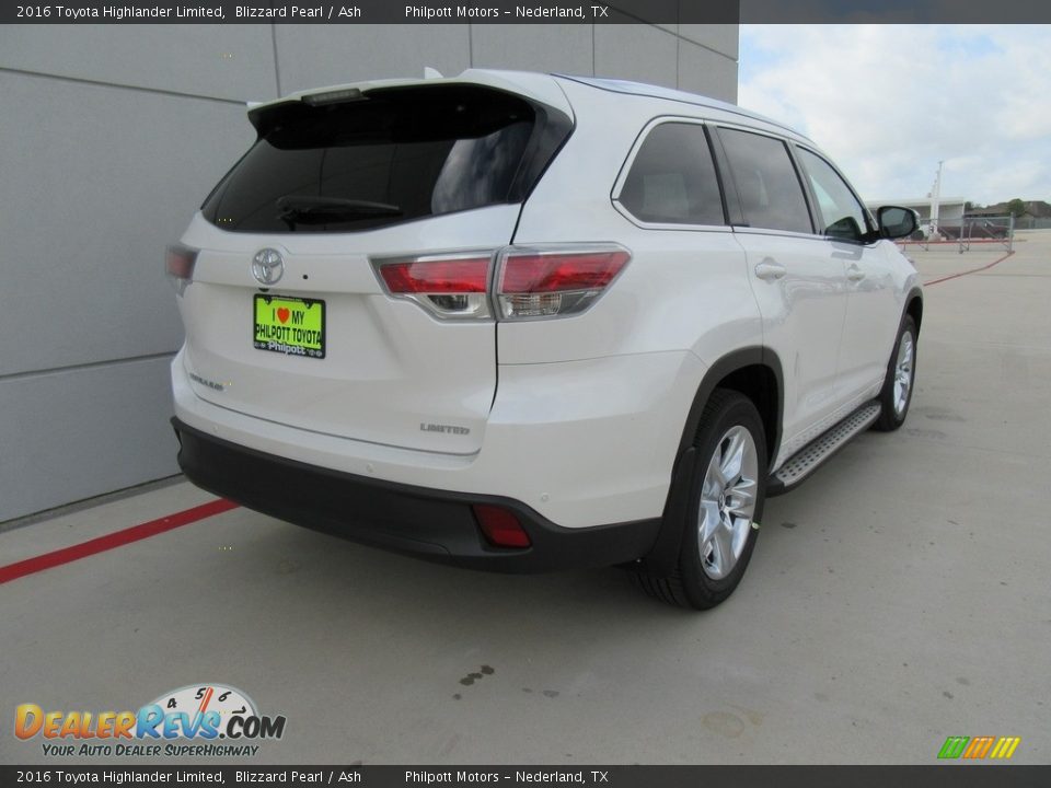2016 Toyota Highlander Limited Blizzard Pearl / Ash Photo #4
