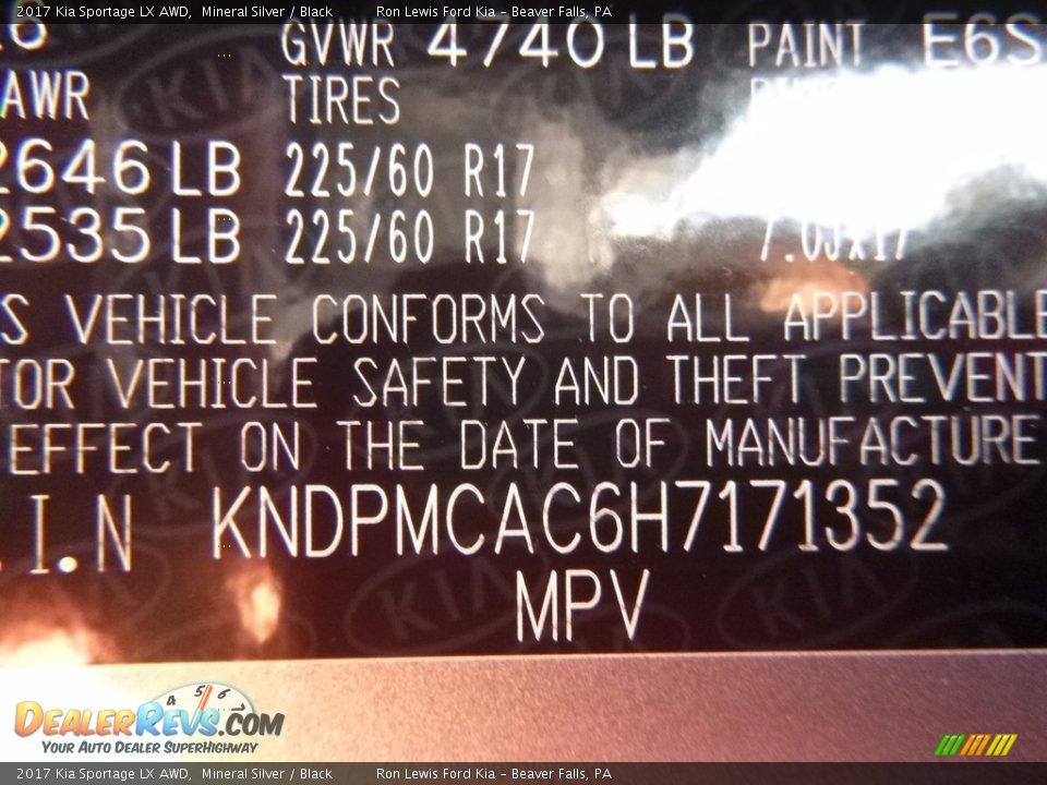 2017 Kia Sportage LX AWD Mineral Silver / Black Photo #15