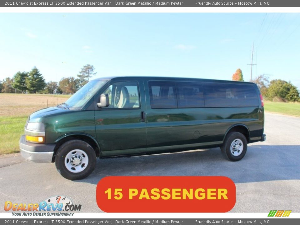 2011 Chevrolet Express LT 3500 Extended Passenger Van Dark Green Metallic / Medium Pewter Photo #1