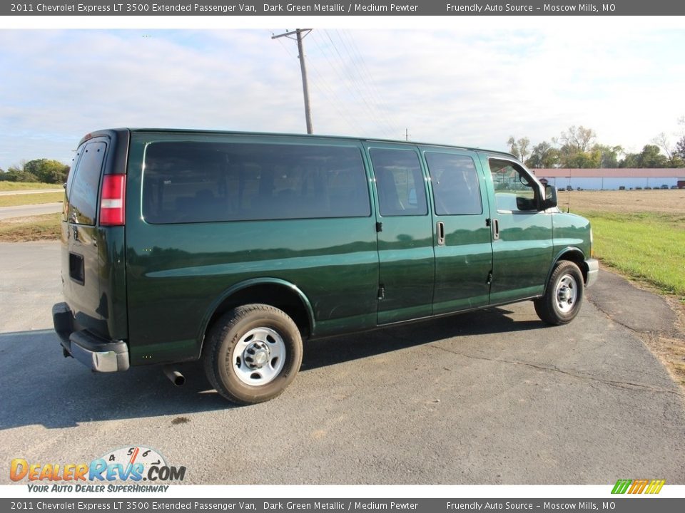 2011 Chevrolet Express LT 3500 Extended Passenger Van Dark Green Metallic / Medium Pewter Photo #16