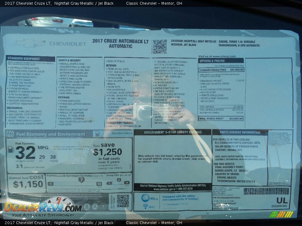 2017 Chevrolet Cruze LT Nightfall Gray Metallic / Jet Black Photo #6