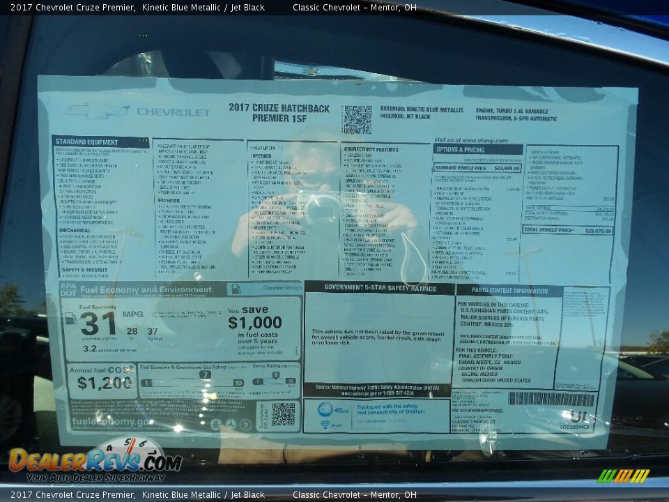 2017 Chevrolet Cruze Premier Window Sticker Photo #6