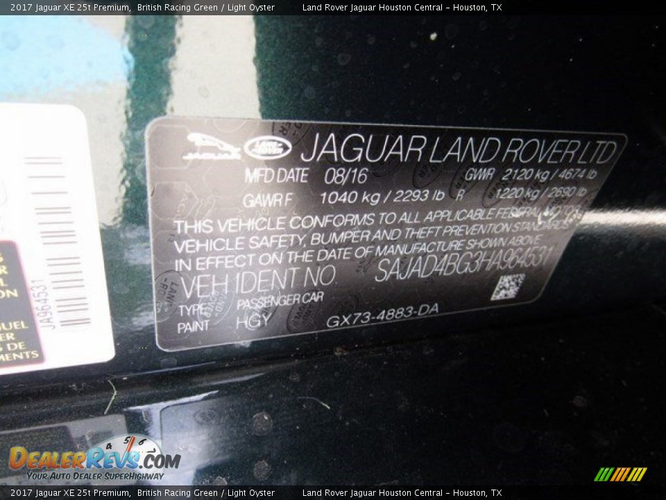 2017 Jaguar XE 25t Premium British Racing Green / Light Oyster Photo #19