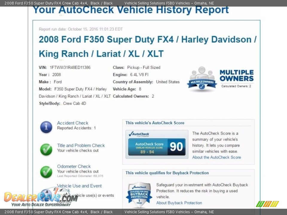 Dealer Info of 2008 Ford F350 Super Duty FX4 Crew Cab 4x4 Photo #2